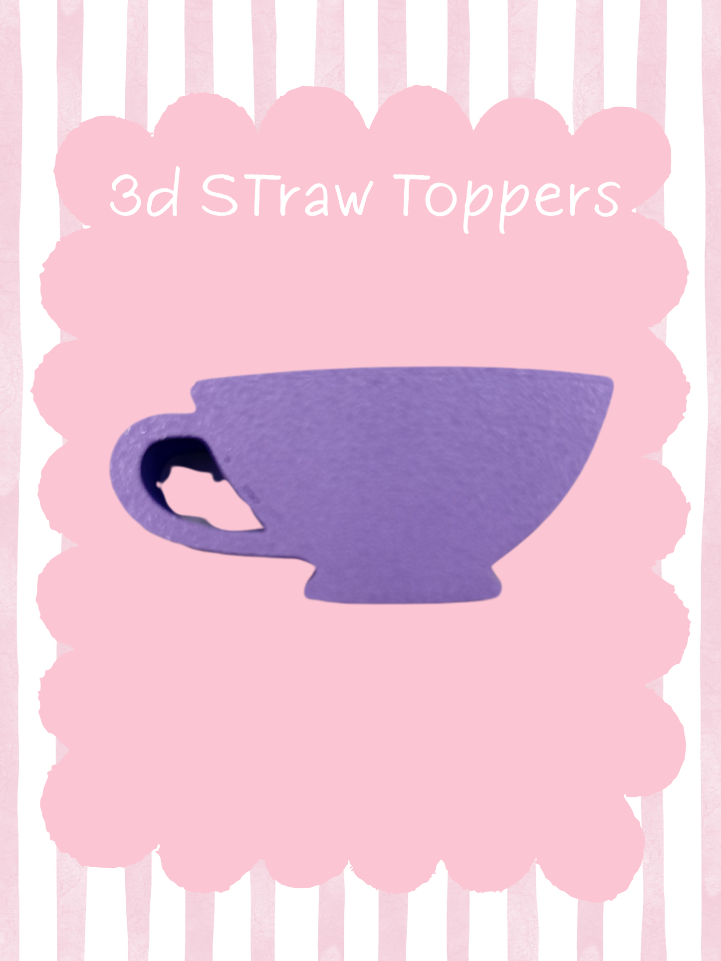 Teacup 3D Straw Topper Purple