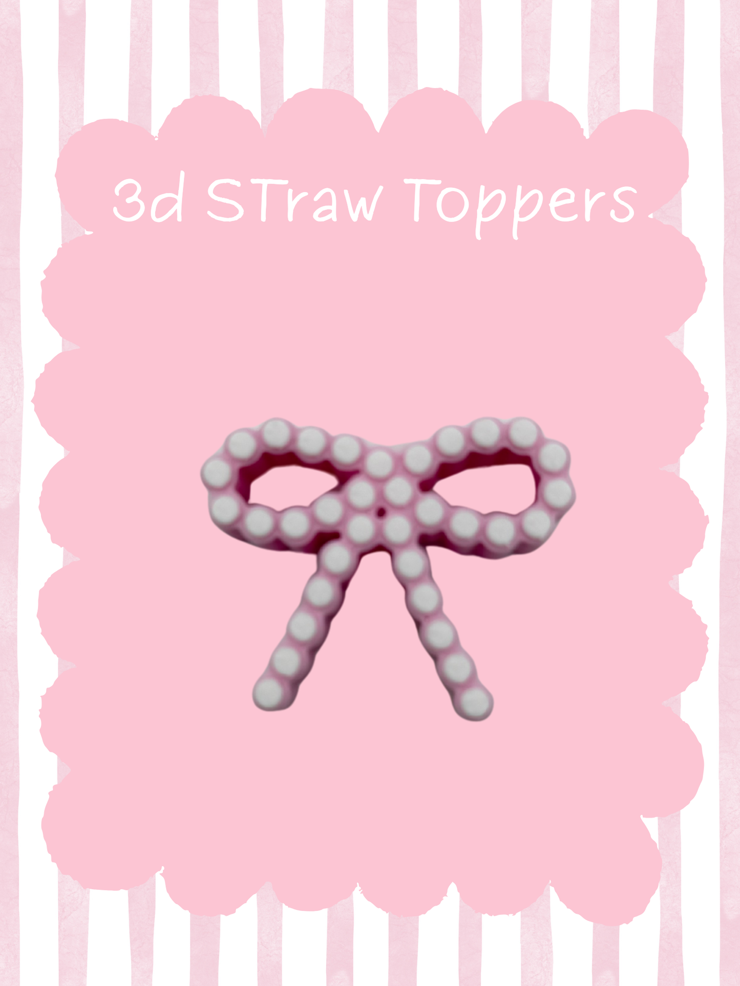 Pink Bow 3D Straw Topper