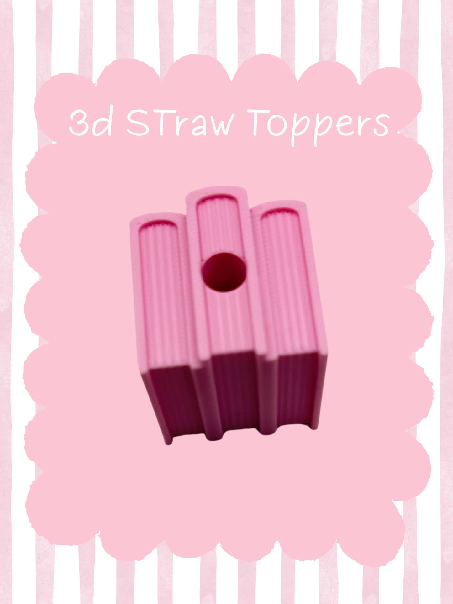 Book's 3D Straw Topper Pink