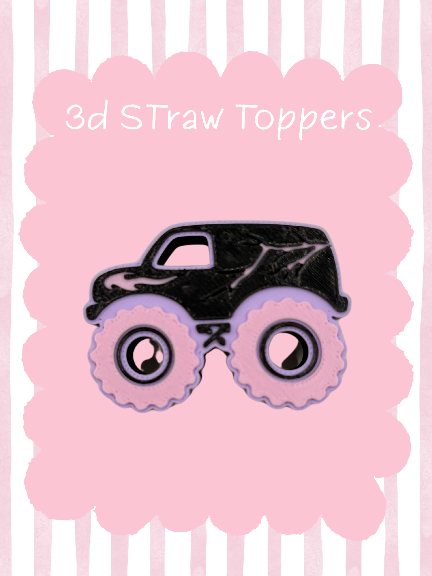 Monster Truck 3D Straw Topper Purple