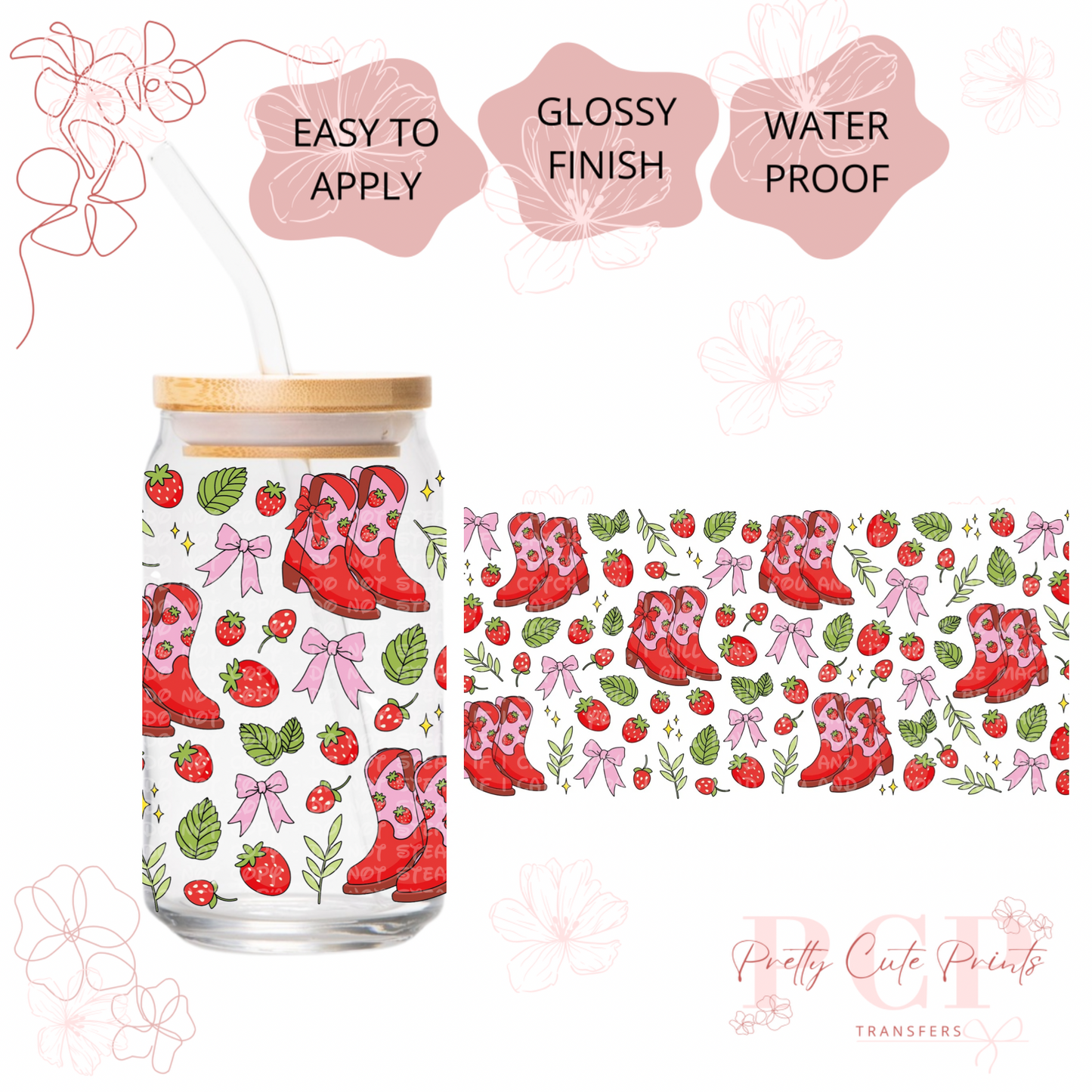 UVDTF Strawberry Boots