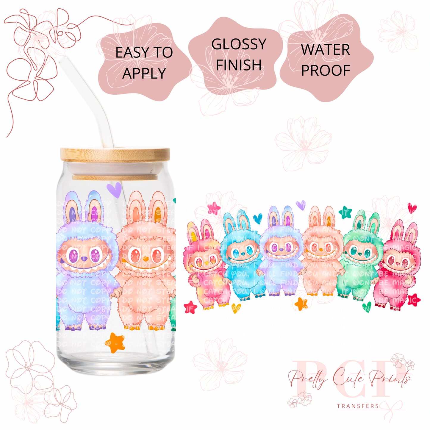 UVDTF Kawaii Colorful Monster Stars