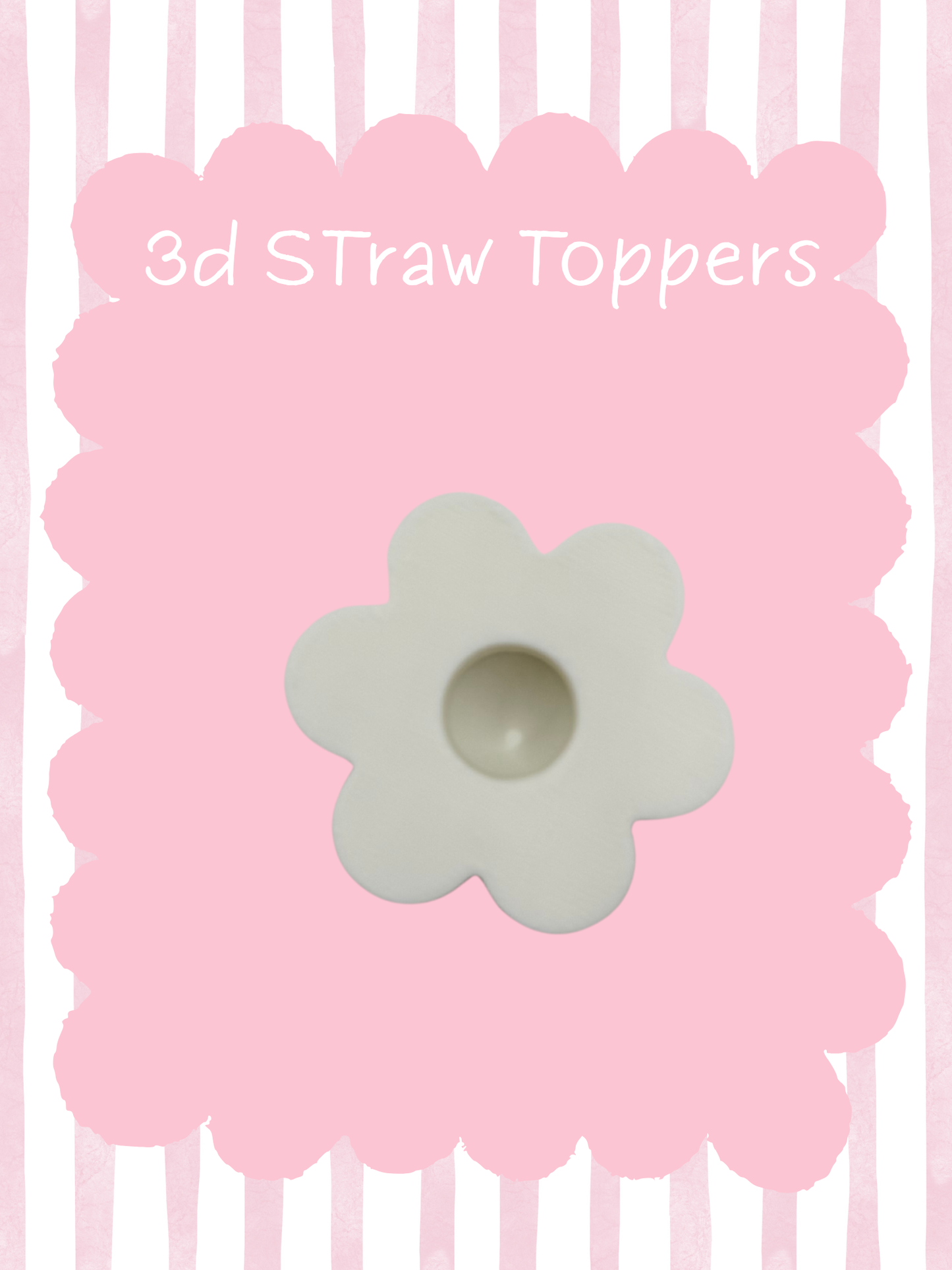 White Flower 3D Straw Topper