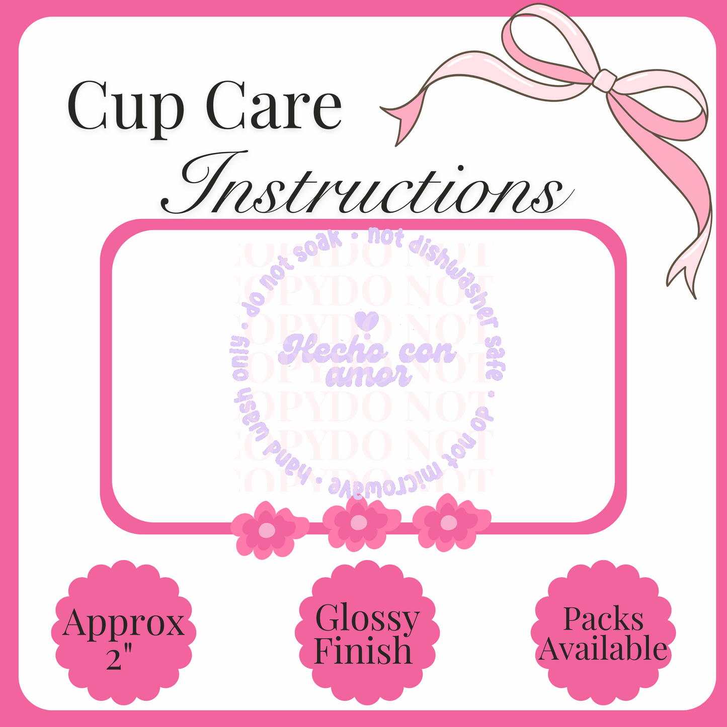 UV Decal Cup Care Instructions