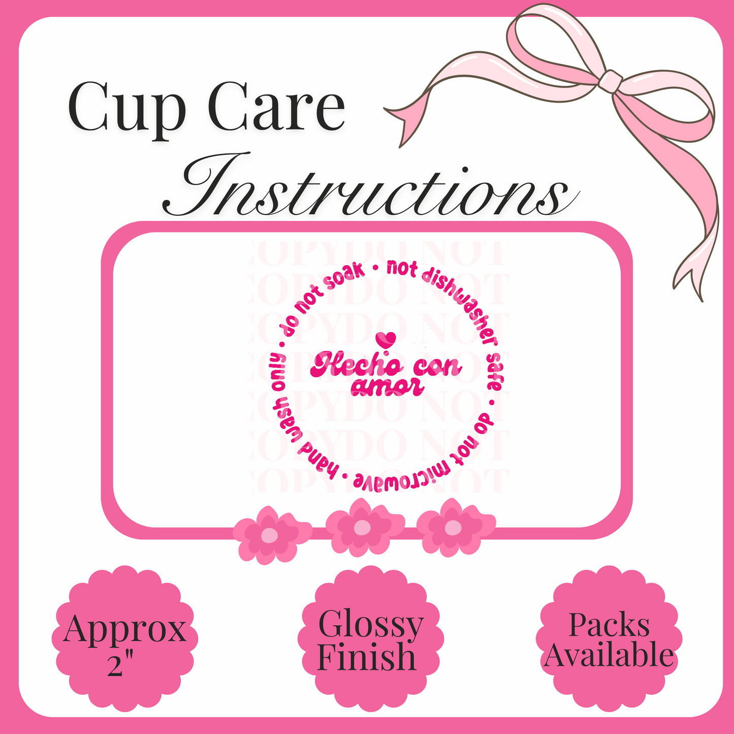 UV Decal Cup Care Instructions