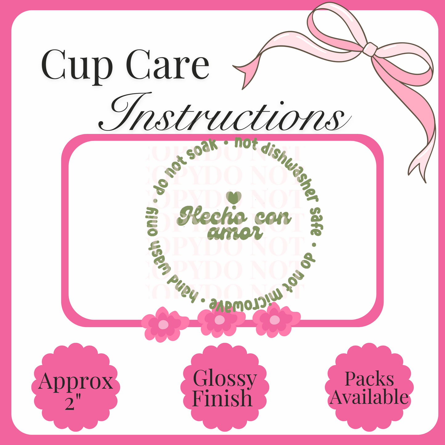 UV Decal Cup Care Instructions