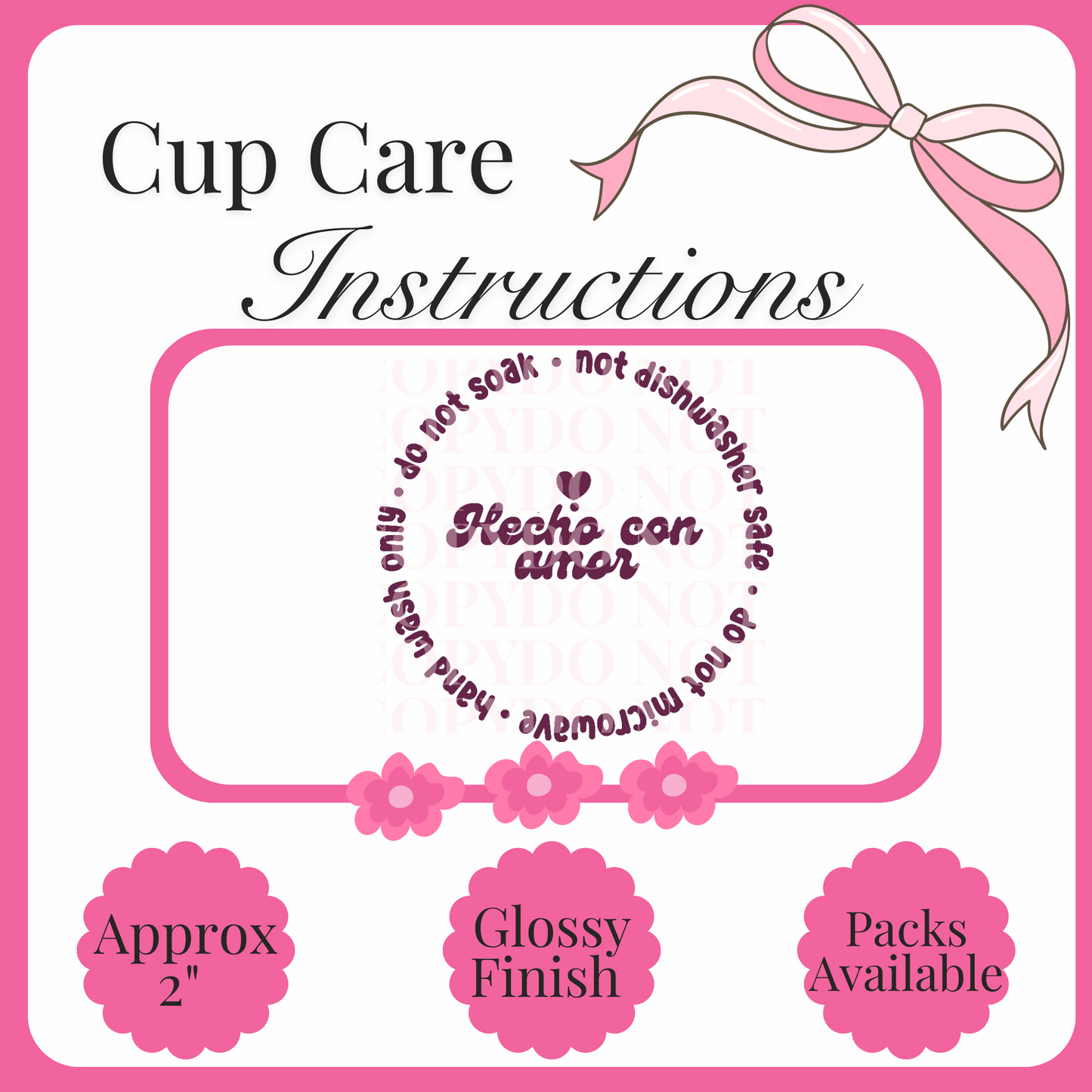 UV Decal Cup Care Instructions