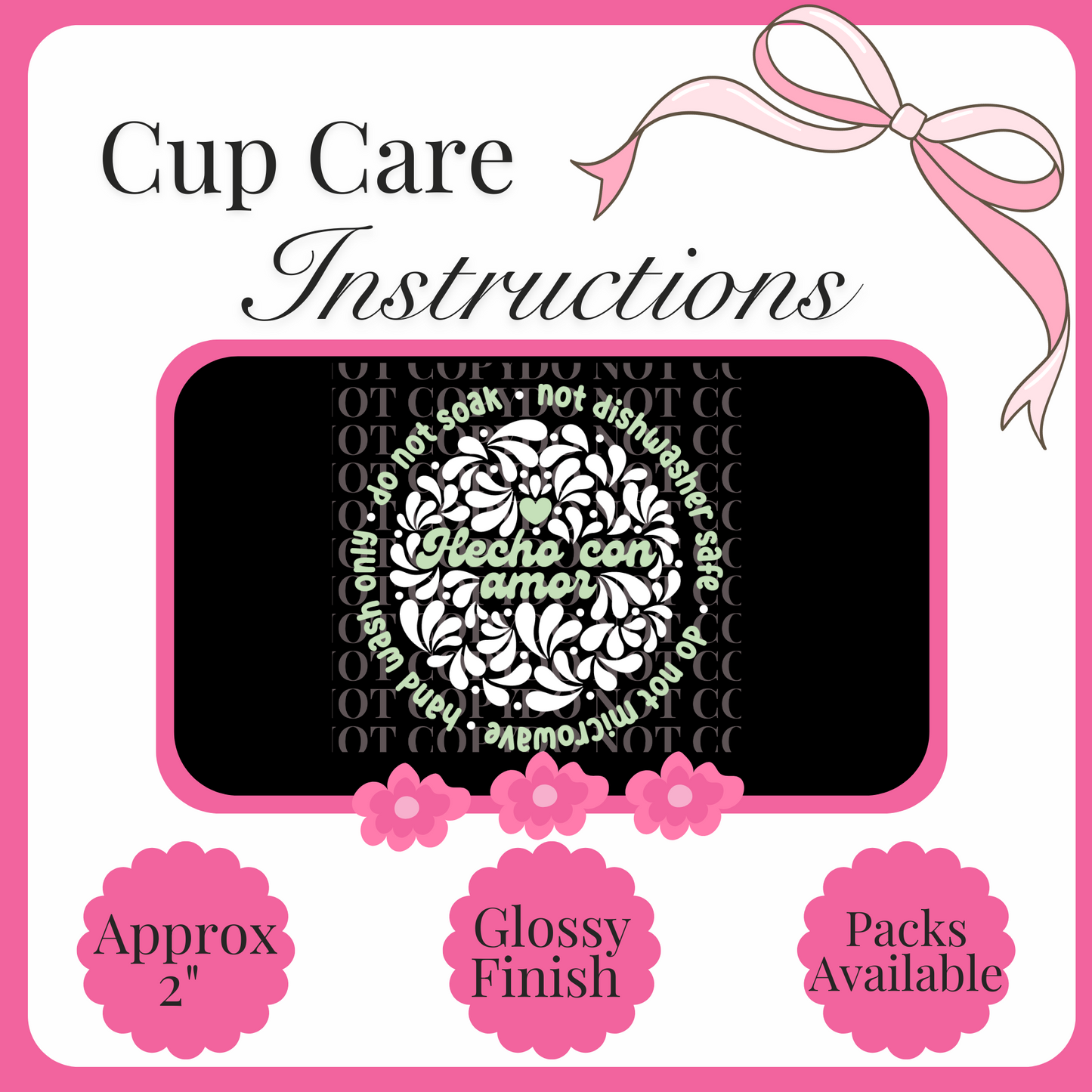 UV Decal Cup Care Instructions