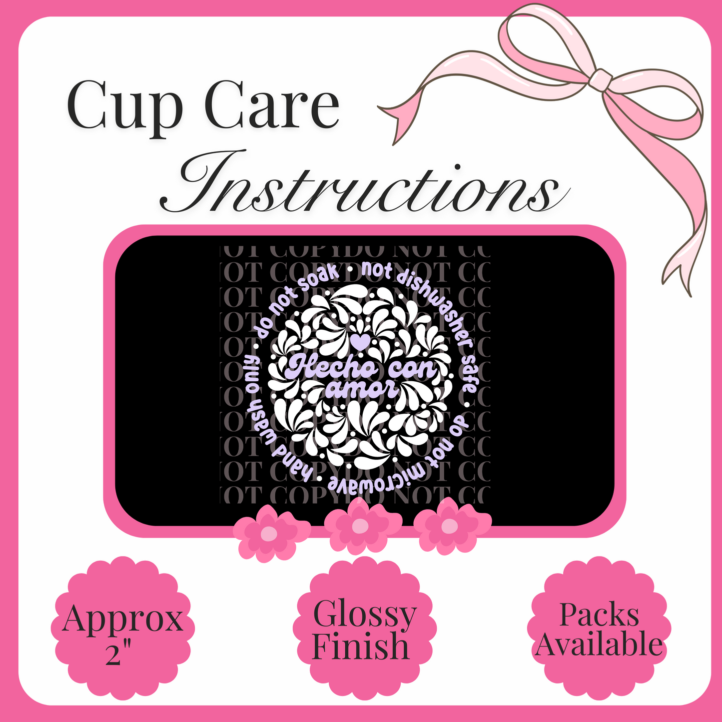 UV Decal Cup Care Instructions
