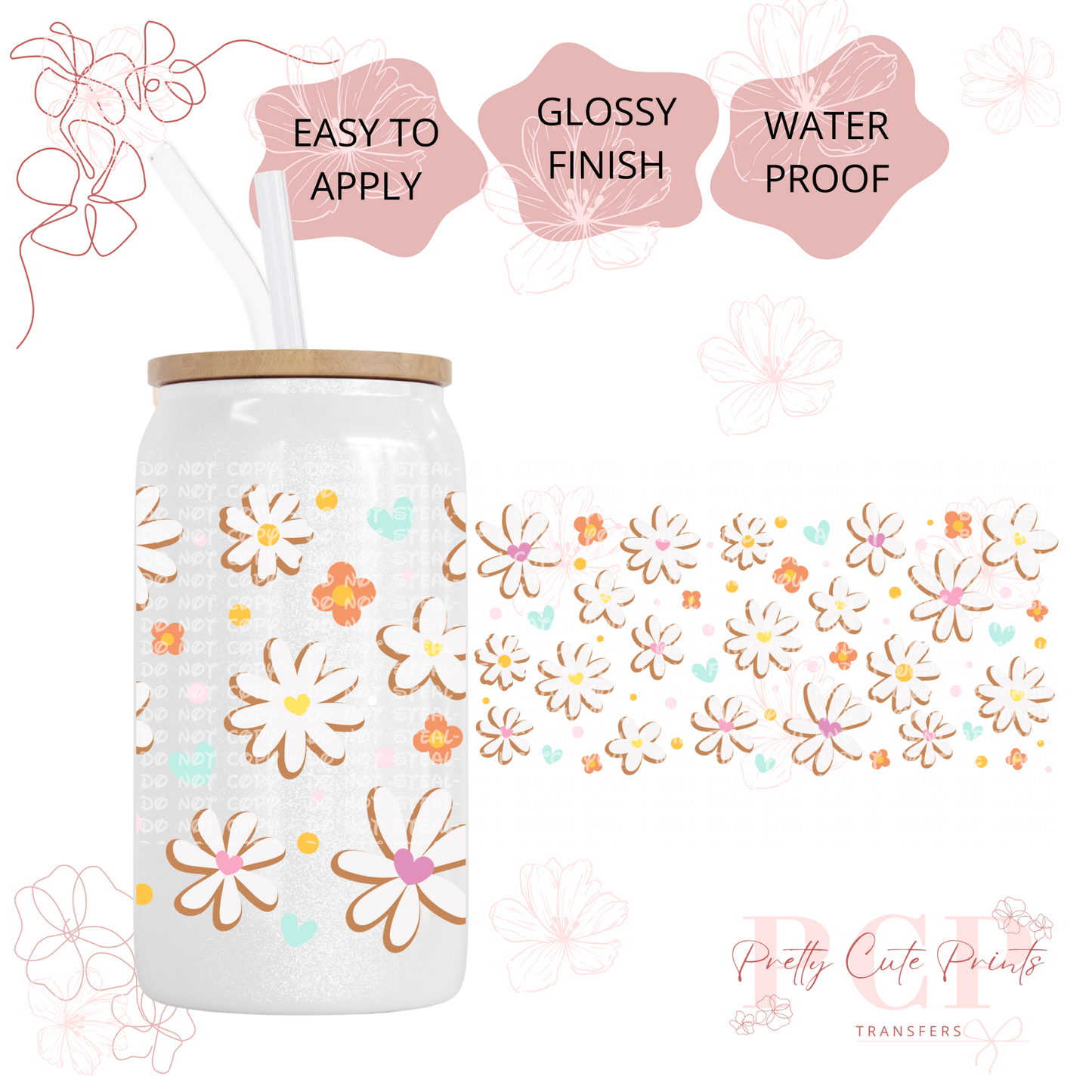 UVDTF White Flowers
