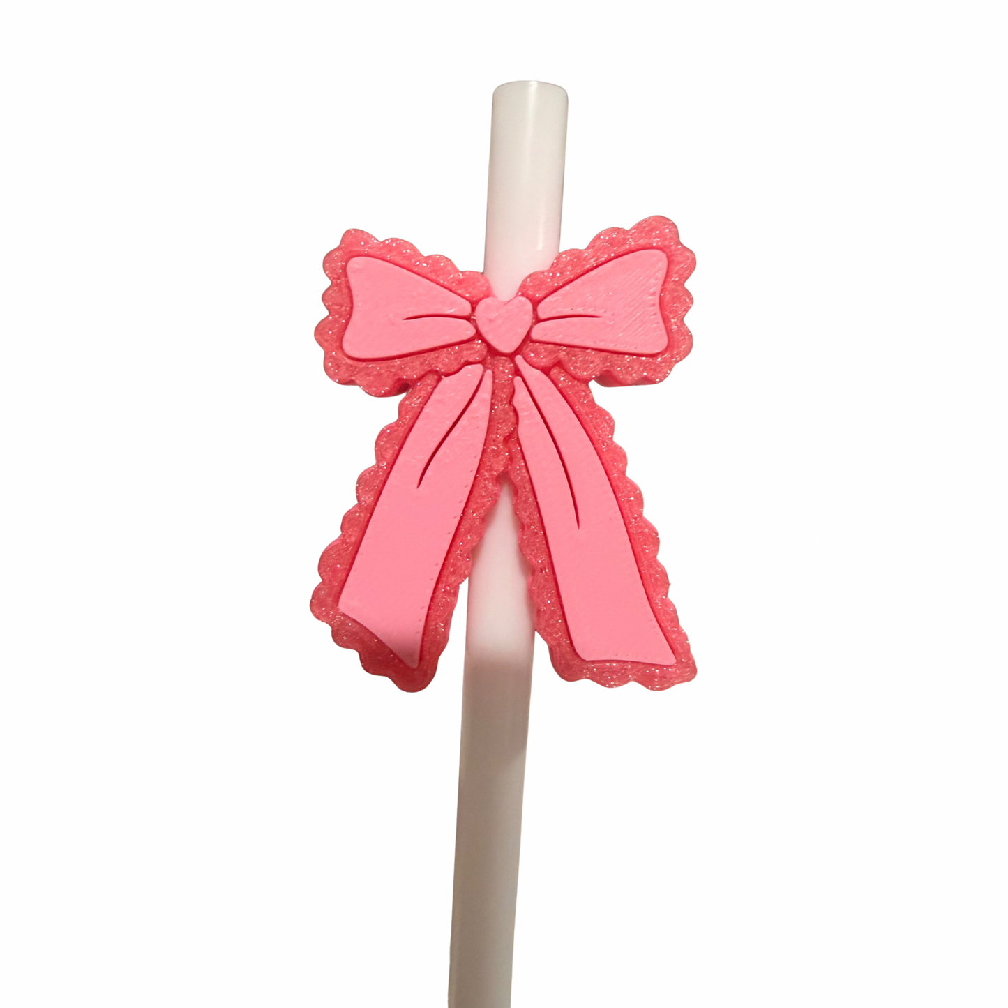 Pink Sparkle Bow 3D Straw Topper