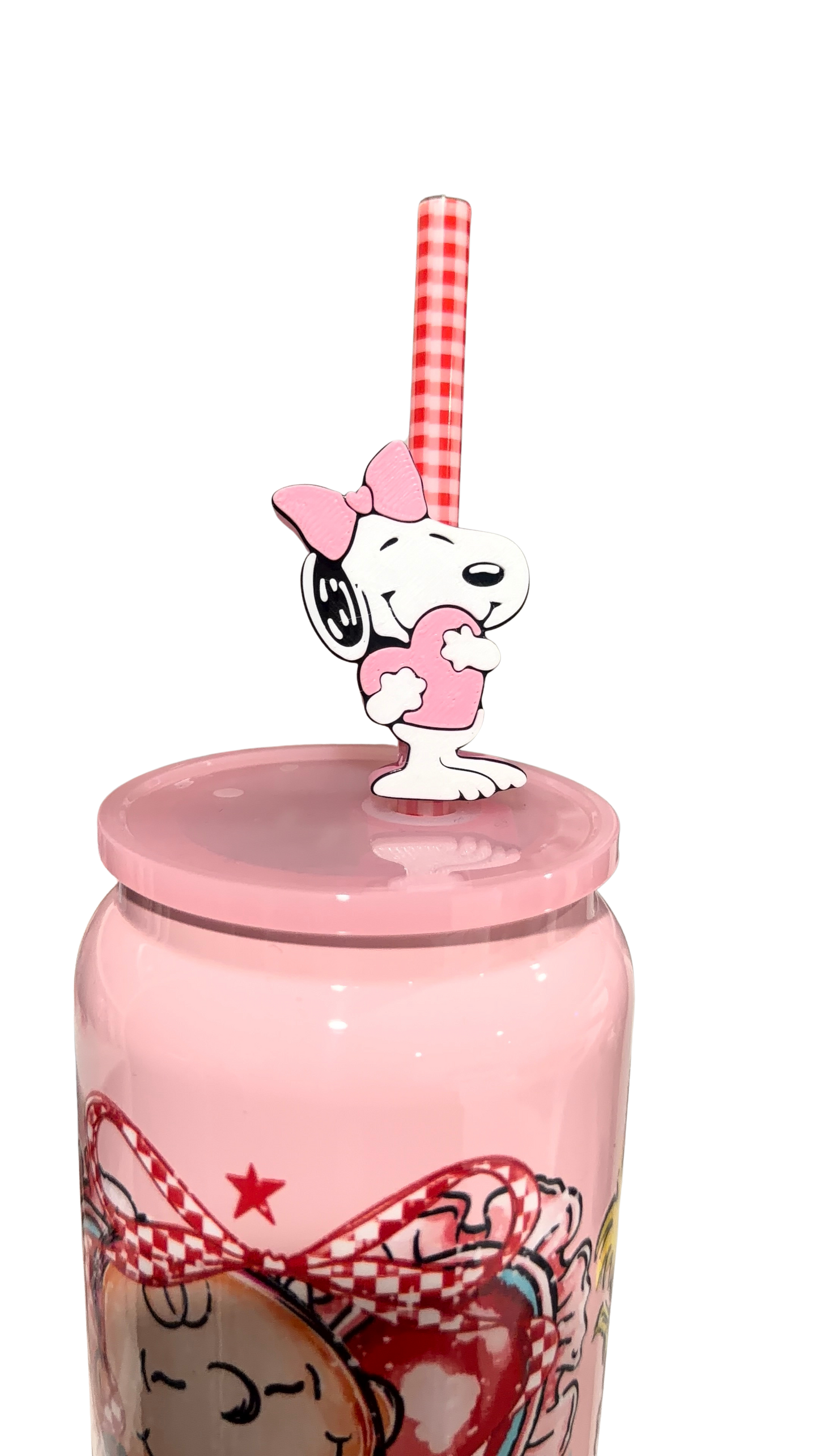 Cute Pink Puppy 3D Straw Topper