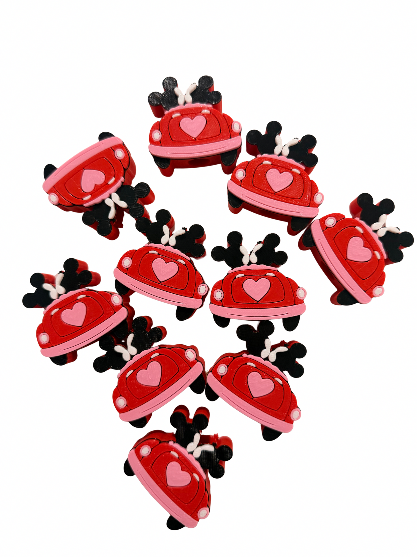 Couple Red Car 3D Straw Topper