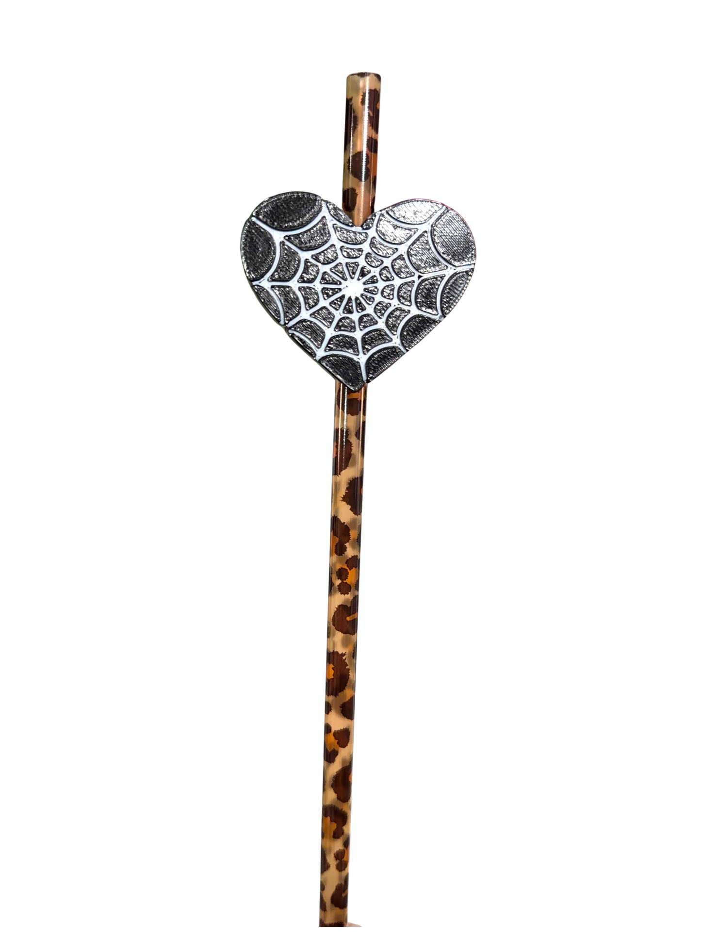 Black Spider Heart 3D Straw Topper