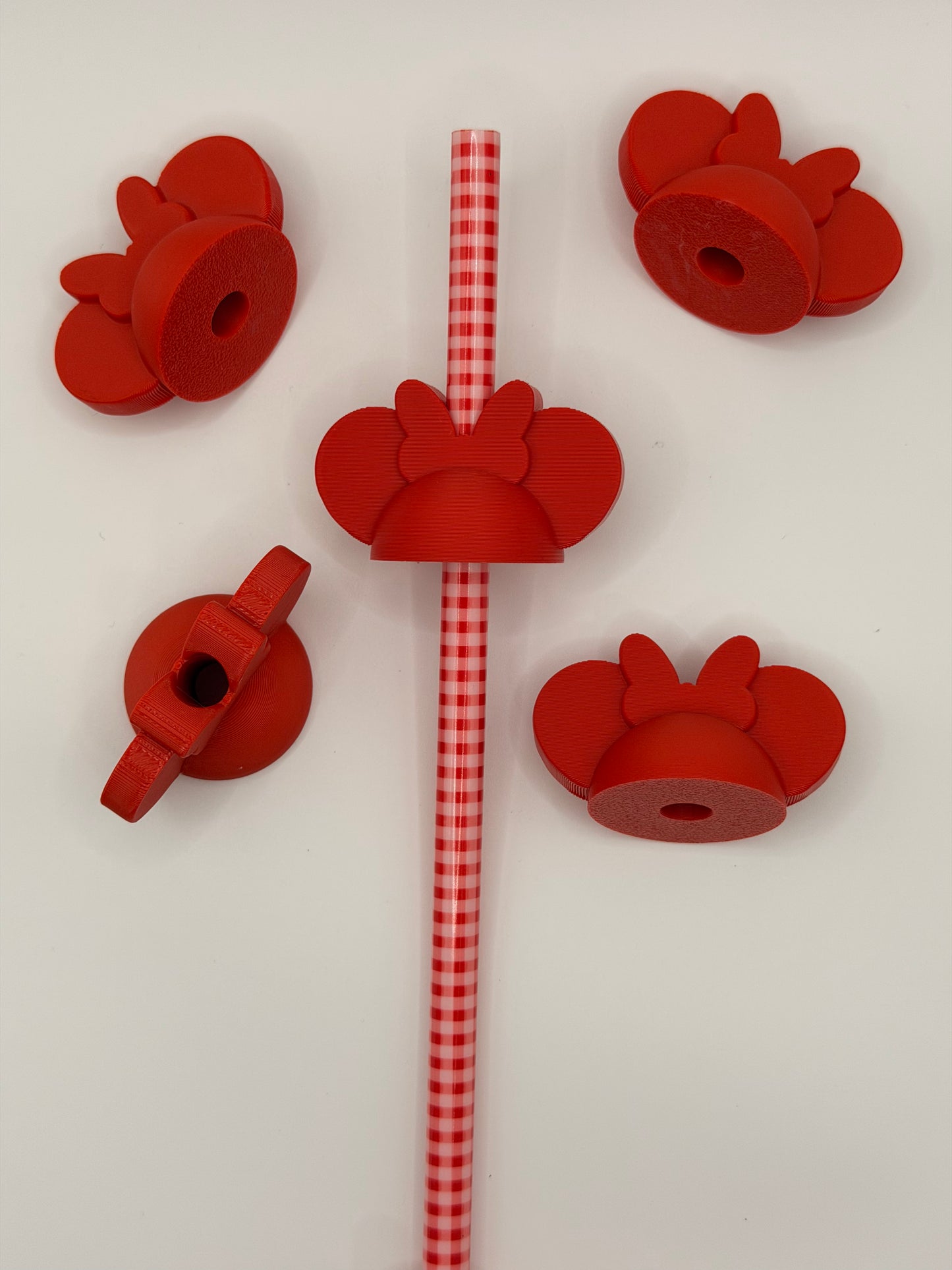 Red Ears Bow 3D Straw Topper