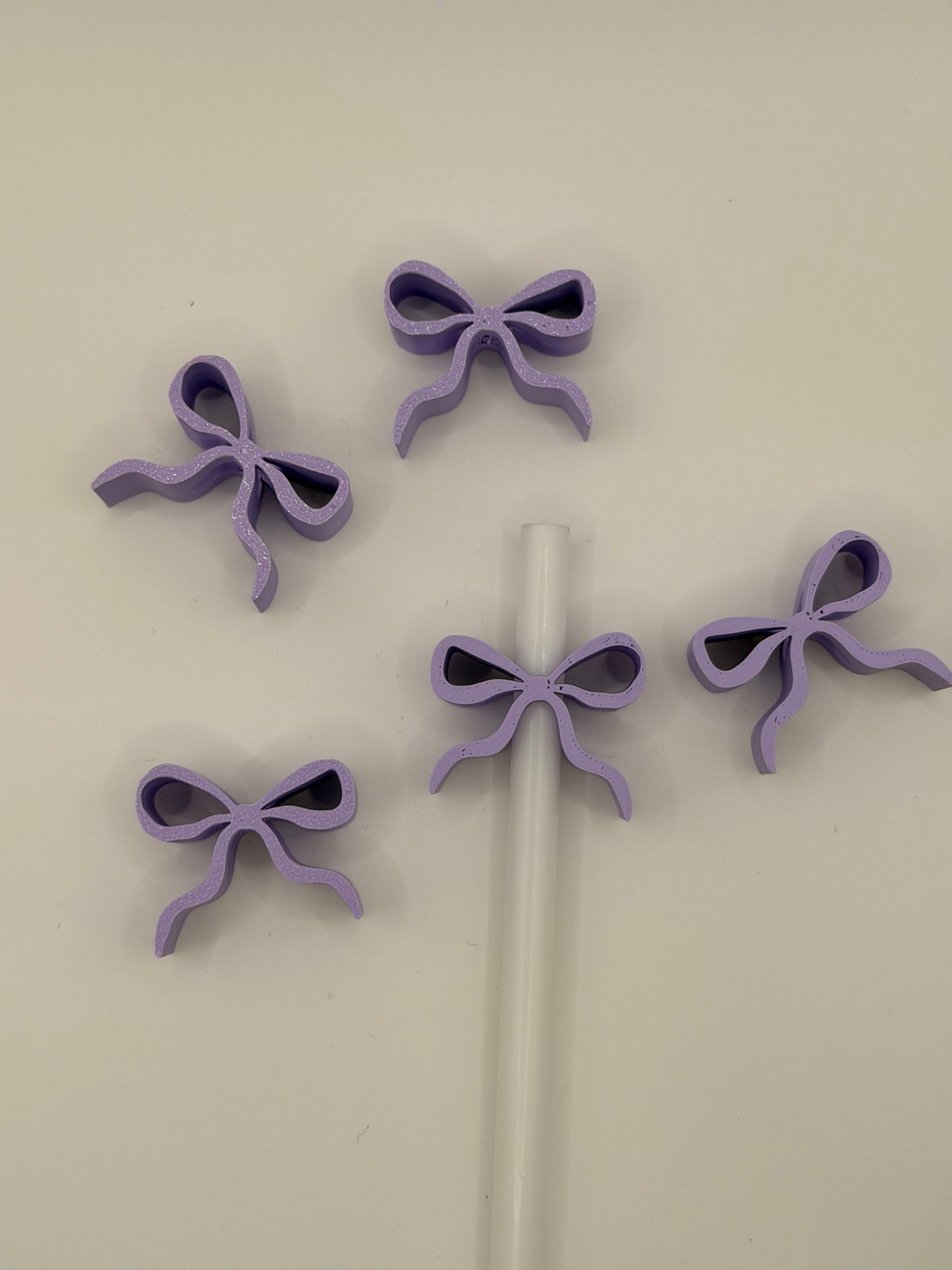 Purple Bow 3D Straw Topper