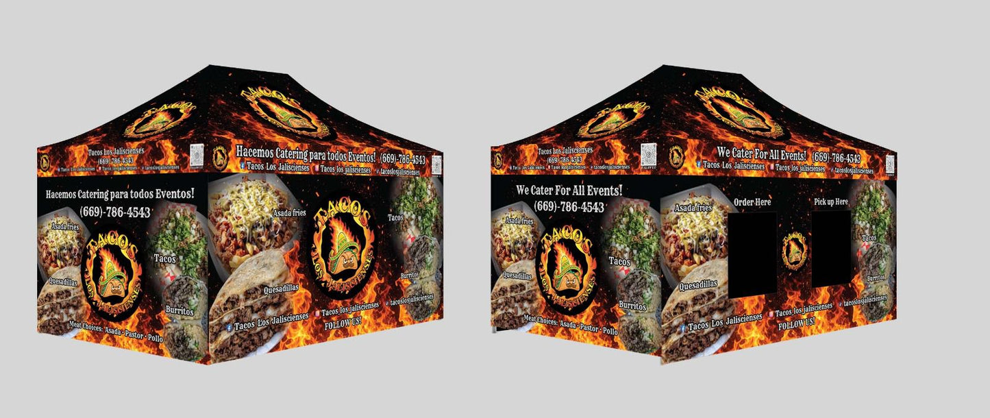 10x10 Canopy Food Booth Heavy Duty + 2 9ft Flags