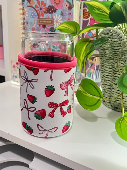 Strawberry and Bows Cup Sleeve