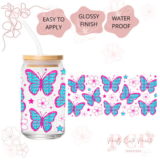 UVDTF Pink and Blue Butterflies