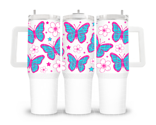 UVDTF 40oz Pink And Blue Butterflies