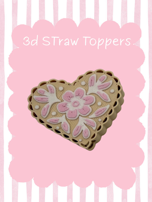 Talavera Heart 3D Straw Topper