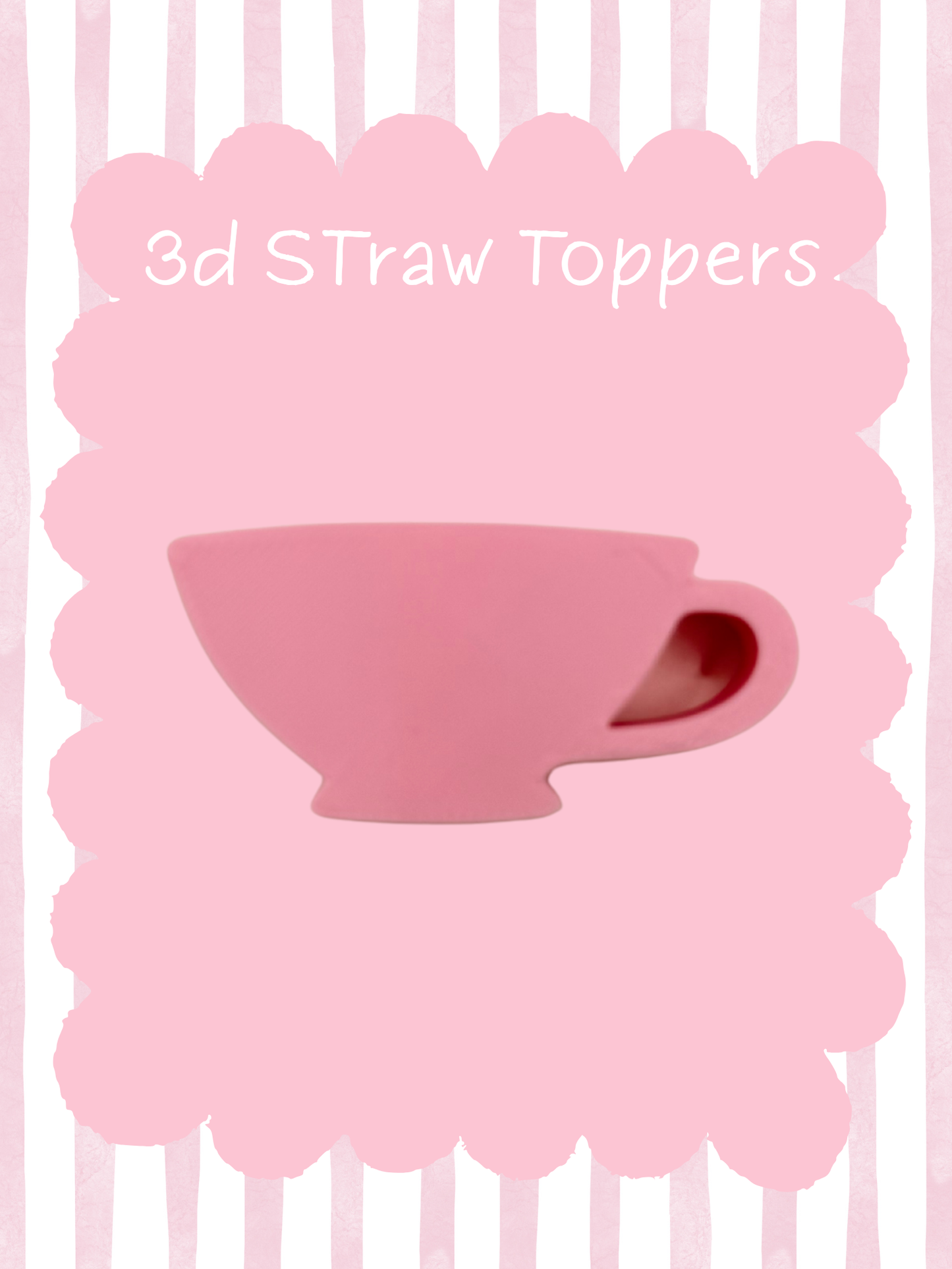Teacup 3D Straw Topper Pink