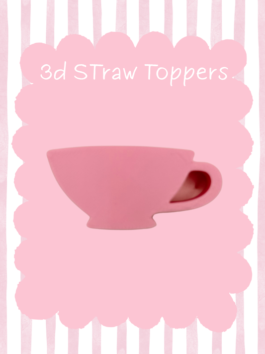 Teacup 3D Straw Topper Pink
