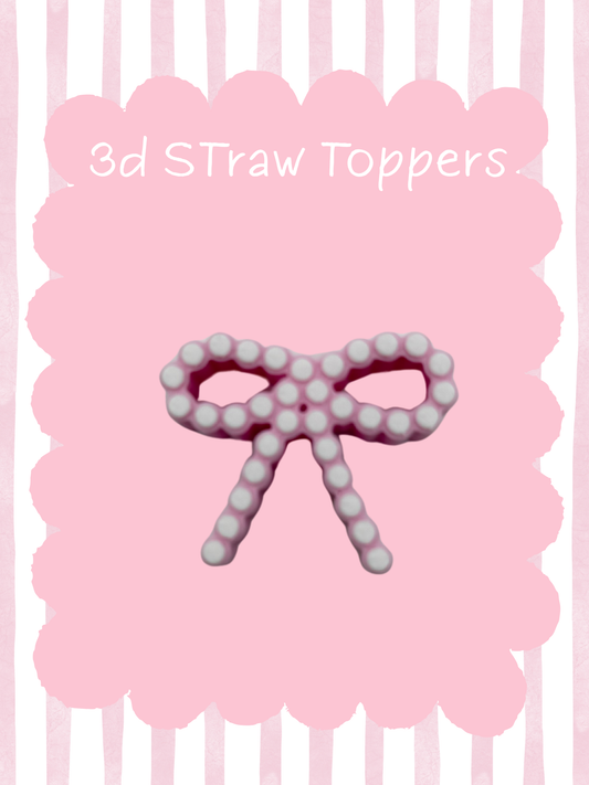 Pink Bow 3D Straw Topper