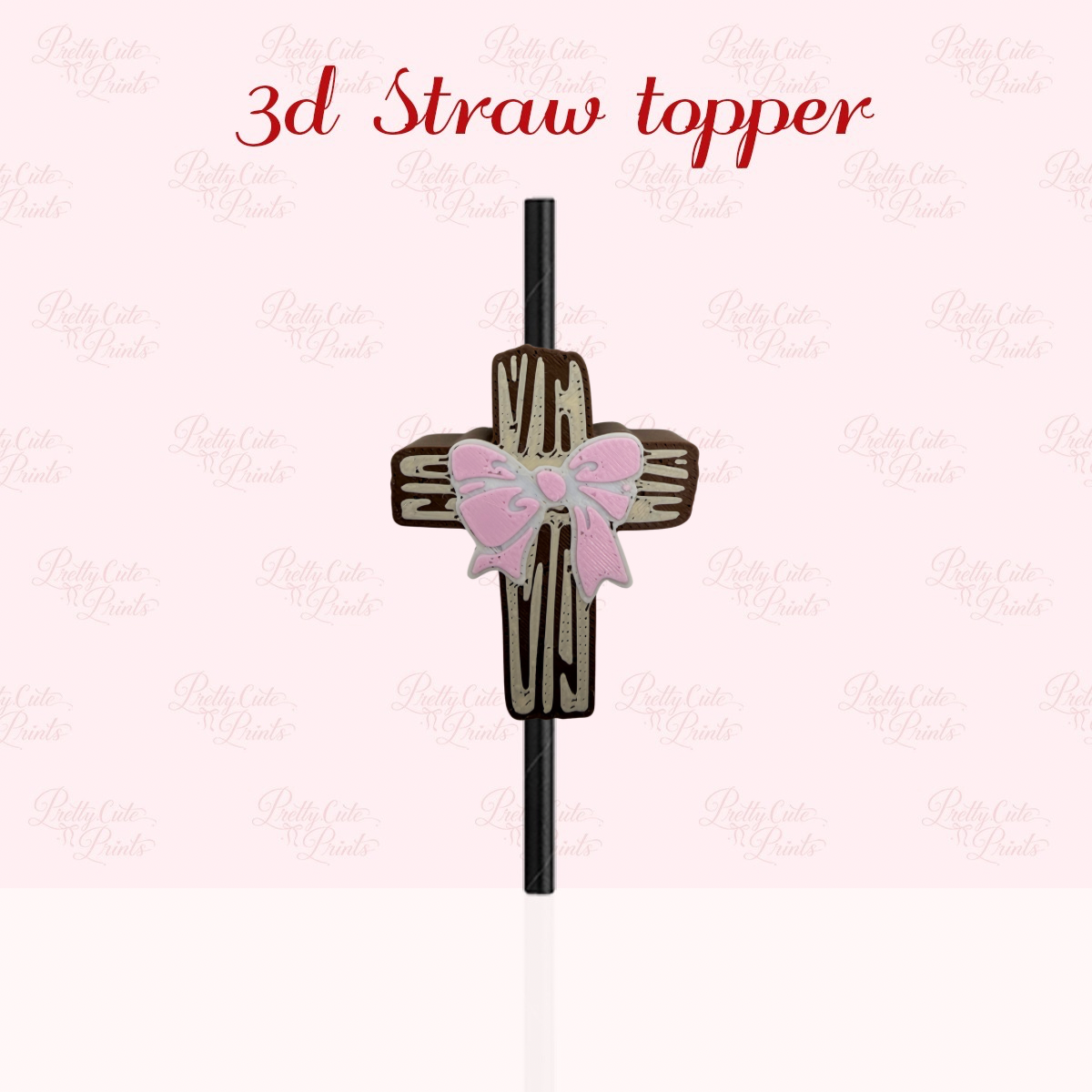 Brown Cross 3D Straw Topper