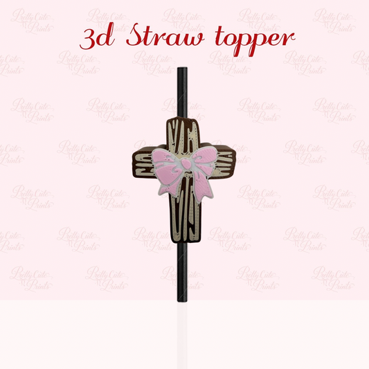 Brown Cross 3D Straw Topper
