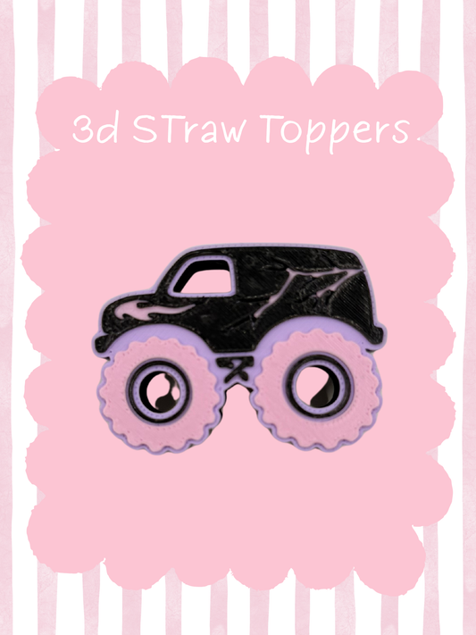 Monster Truck 3D Straw Topper Purple