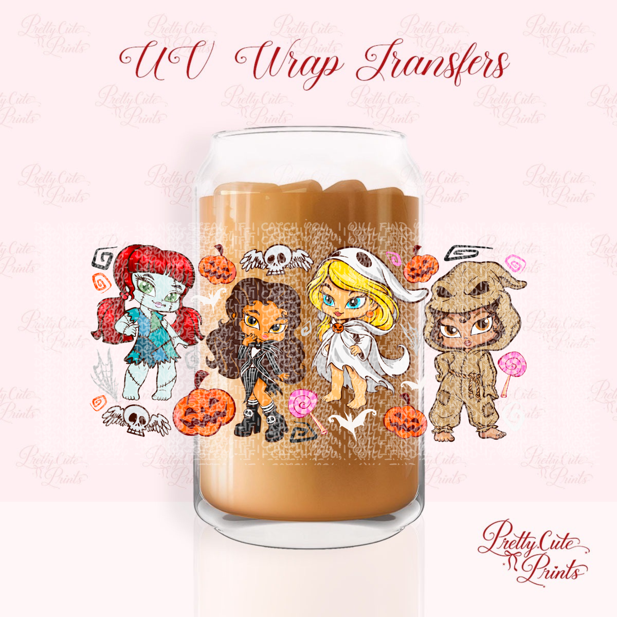 a glass jar with a cartoon character on it