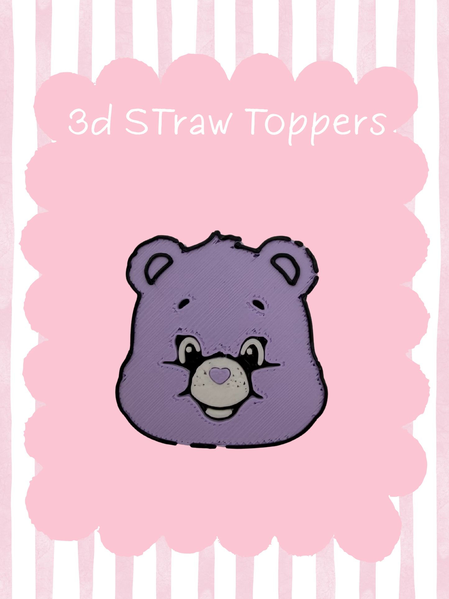 Purple Bear 3D Straw Topper