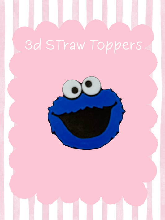 Blue Monster 3D Straw Topper