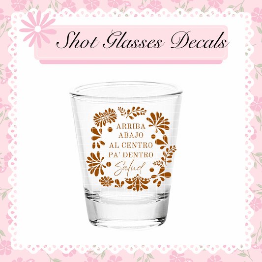 UV DTF Shot Glass Brown Arriba Abajo