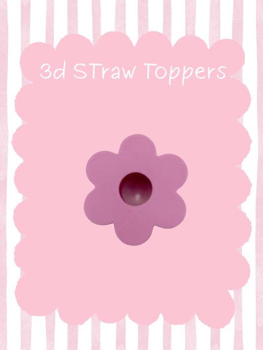 Pink Flower 3D Straw Topper