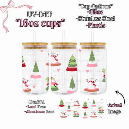 16oz Libbey Cup UVDTF Wrapped Xmas