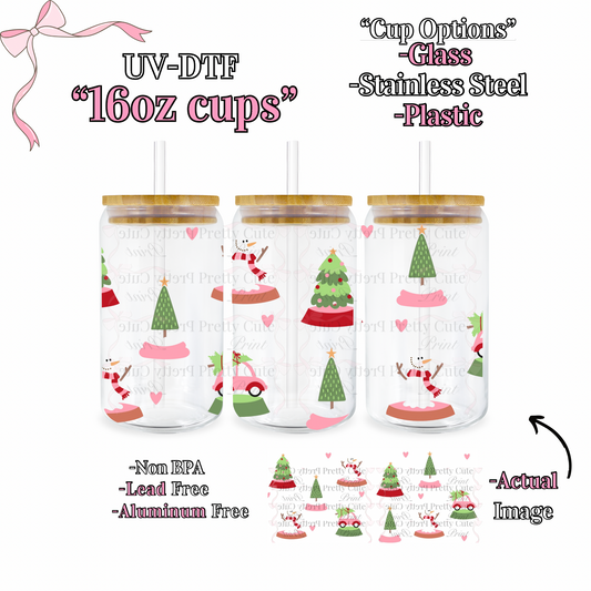 16oz Libbey Cup UVDTF Wrapped Xmas