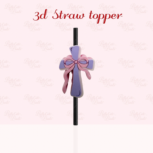 Purple Cross 3D Straw Topper