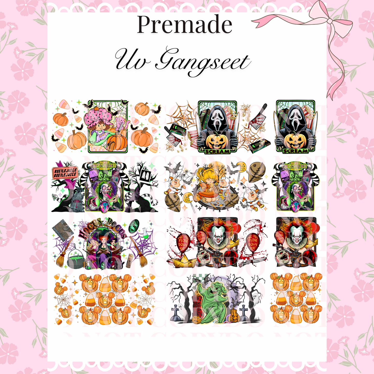 Halloween Style 3 Premade Uv DTF Gangsheet