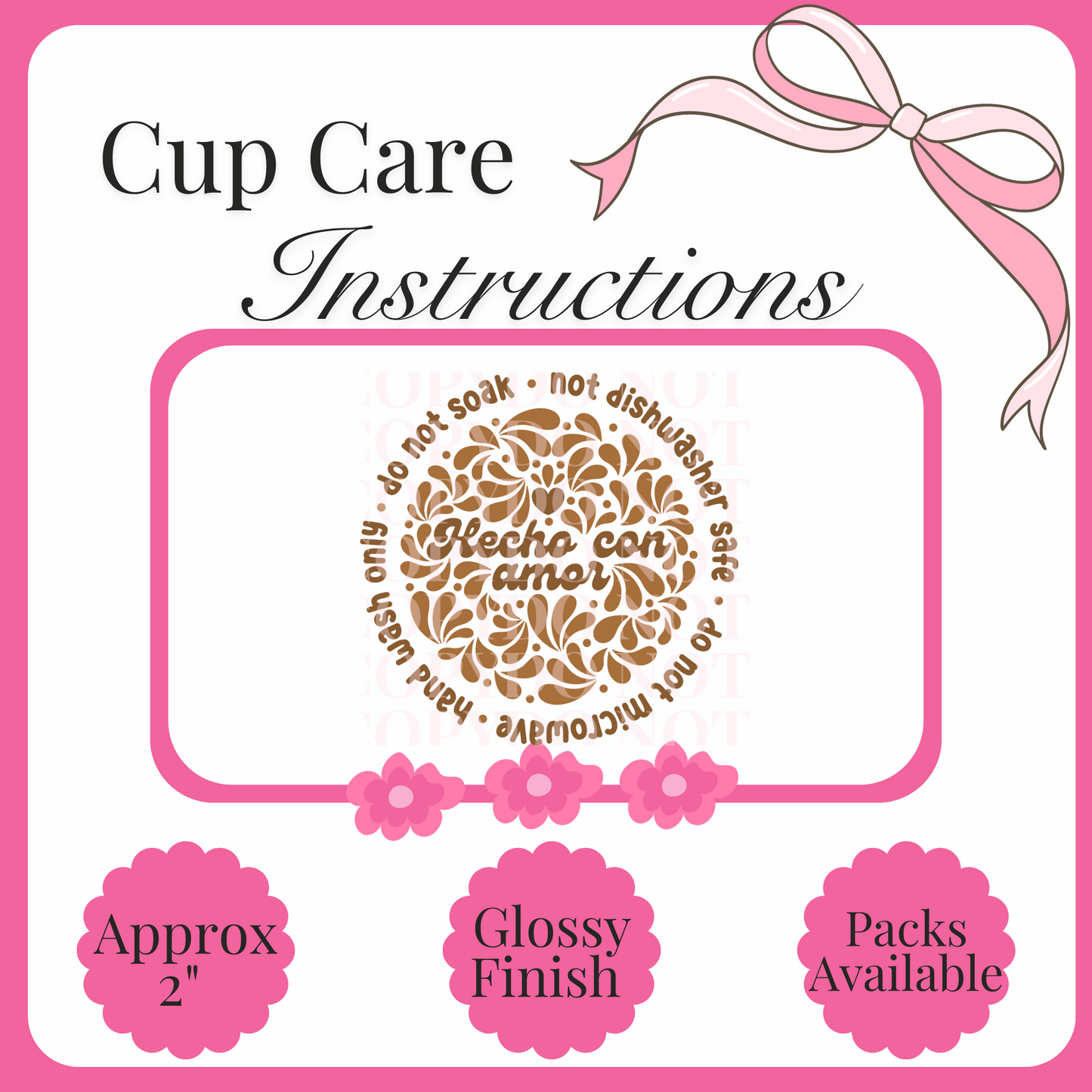 UV Decal Cup Care Instructions
