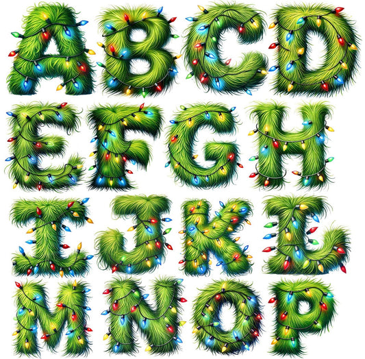 5” Green Christmas Letters