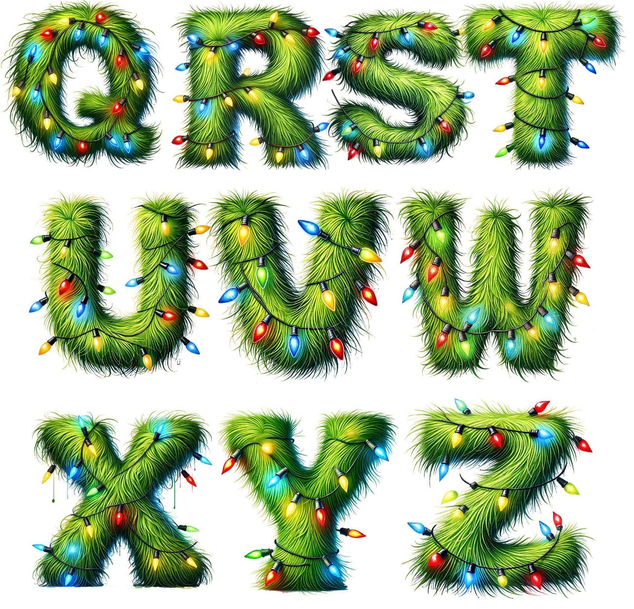 5” Green Christmas Letters