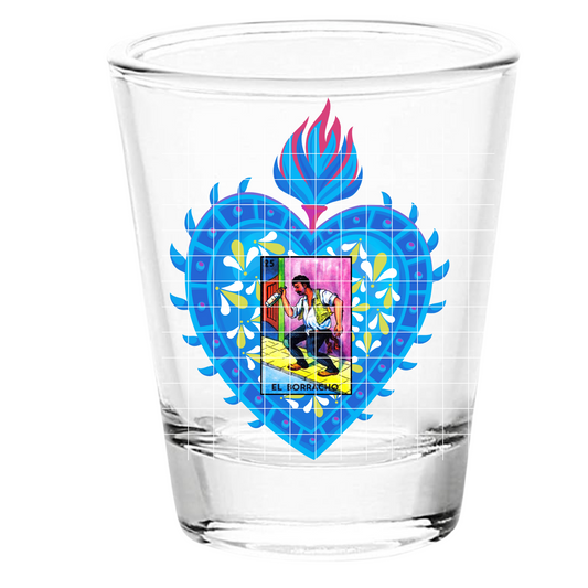 UV DTF Shot Glass El Borracho Heart Abajo