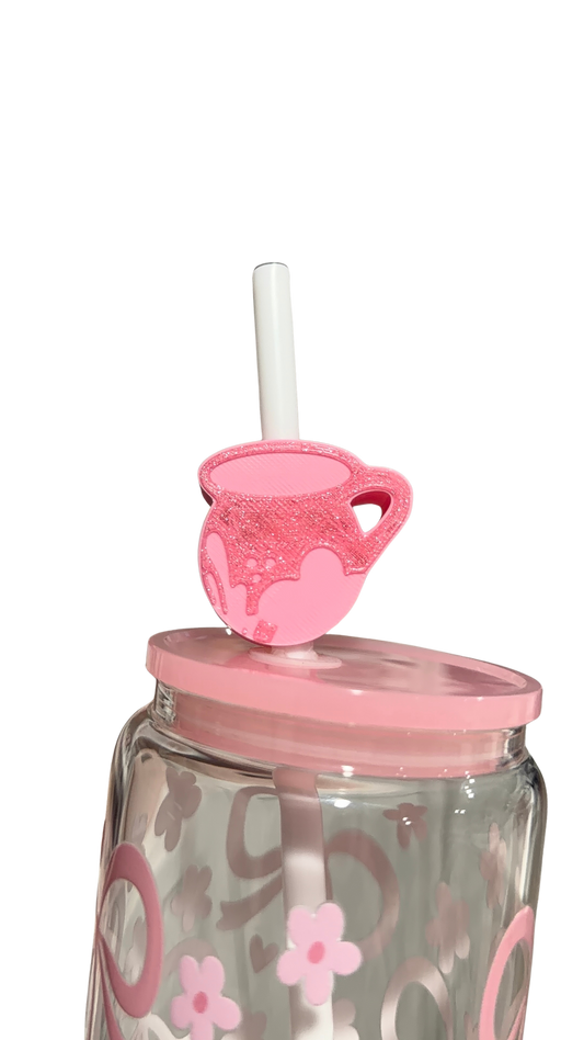 Pink Talavera Mug 3D Straw Topper