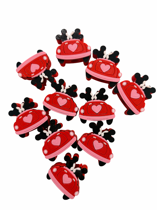 Couple Red Car 3D Straw Topper