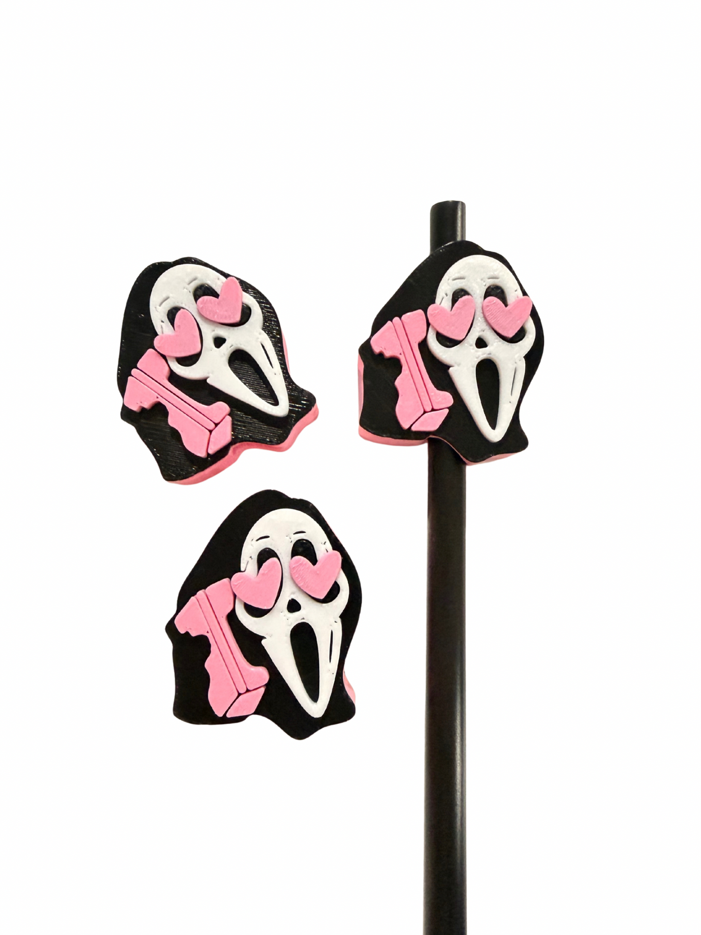 Ghost F Pink Phone 3D Straw Topper