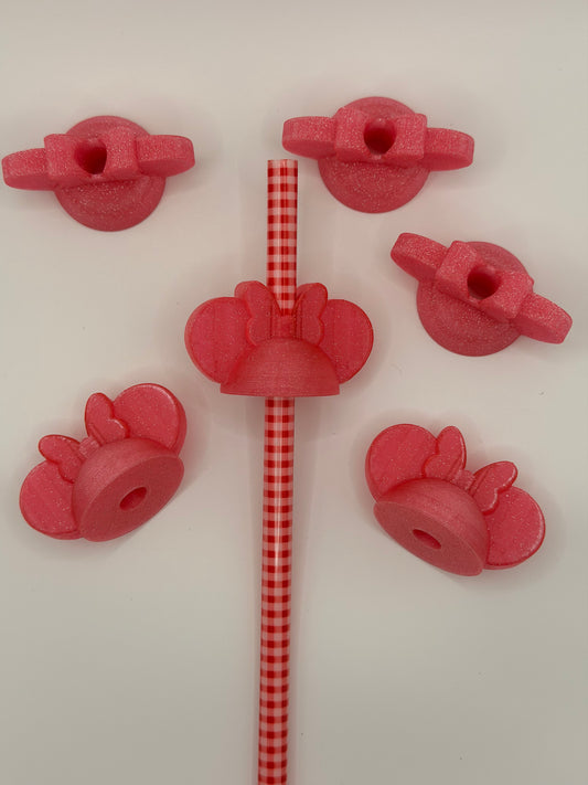 Glitter Ears Bow 3D Straw Topper