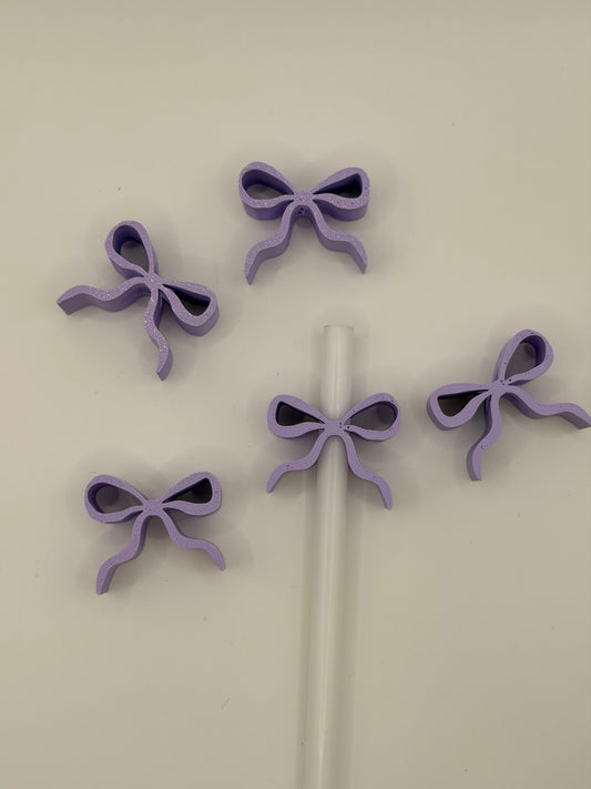 Purple Bow 3D Straw Topper