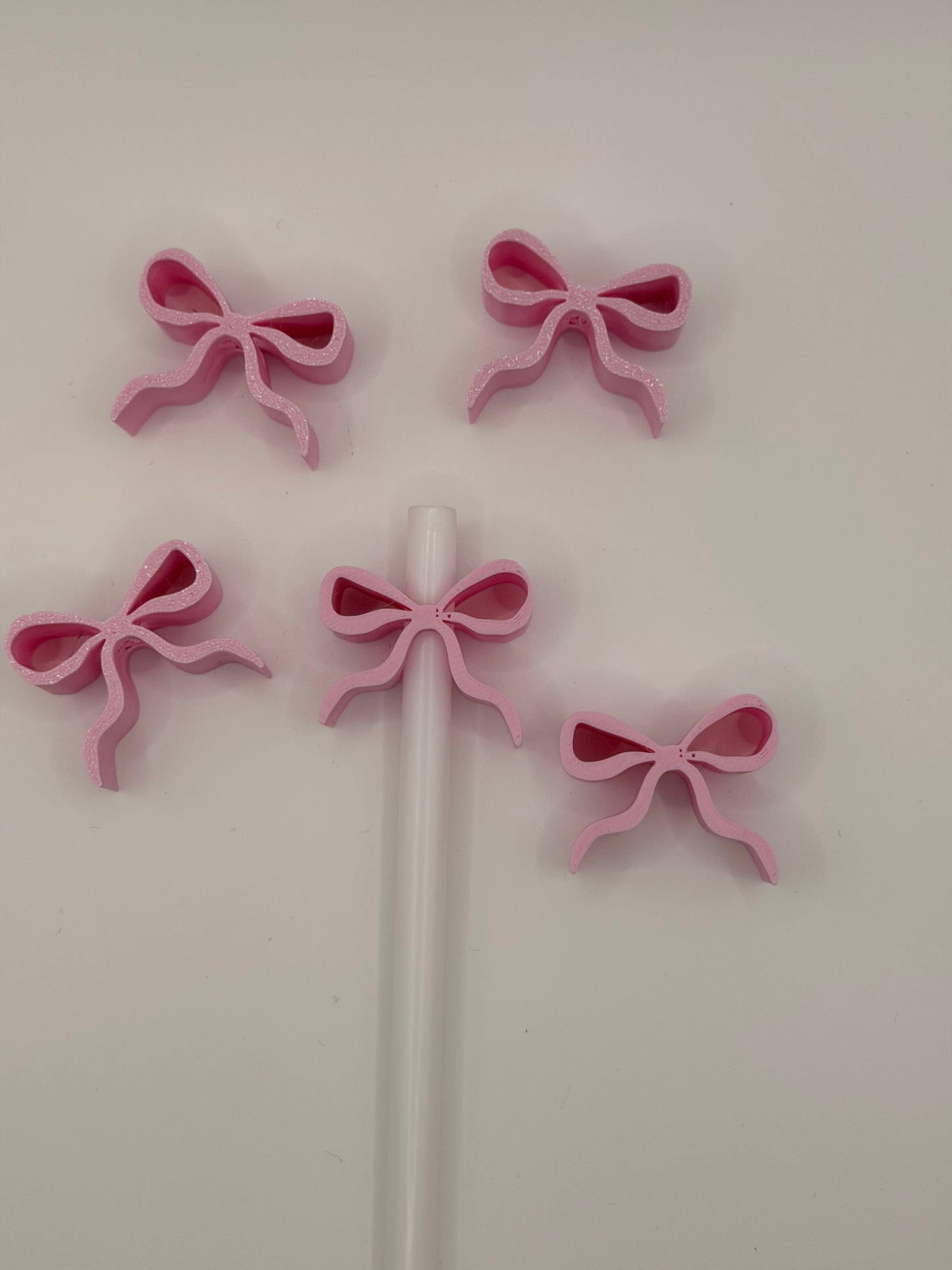 Pink Bow 3D Straw Topper